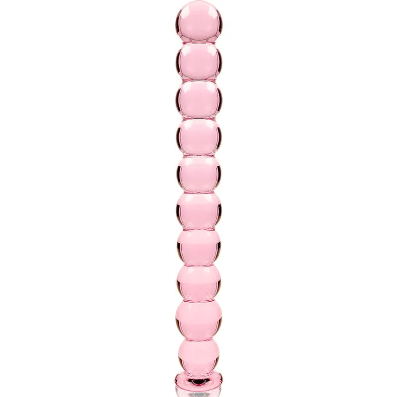 Plug anal verre borosilicate rose design texturé 22 cm sextoy luxe Ibiza Nebula Series