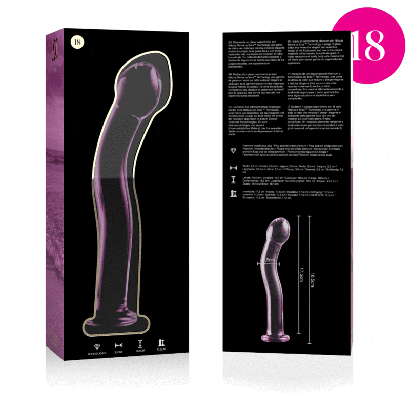 Plug anal verre borosilicate design élégant rose 18.5 cm - sextoy sûr confort durable - NEBULA SERIES BY IBIZA