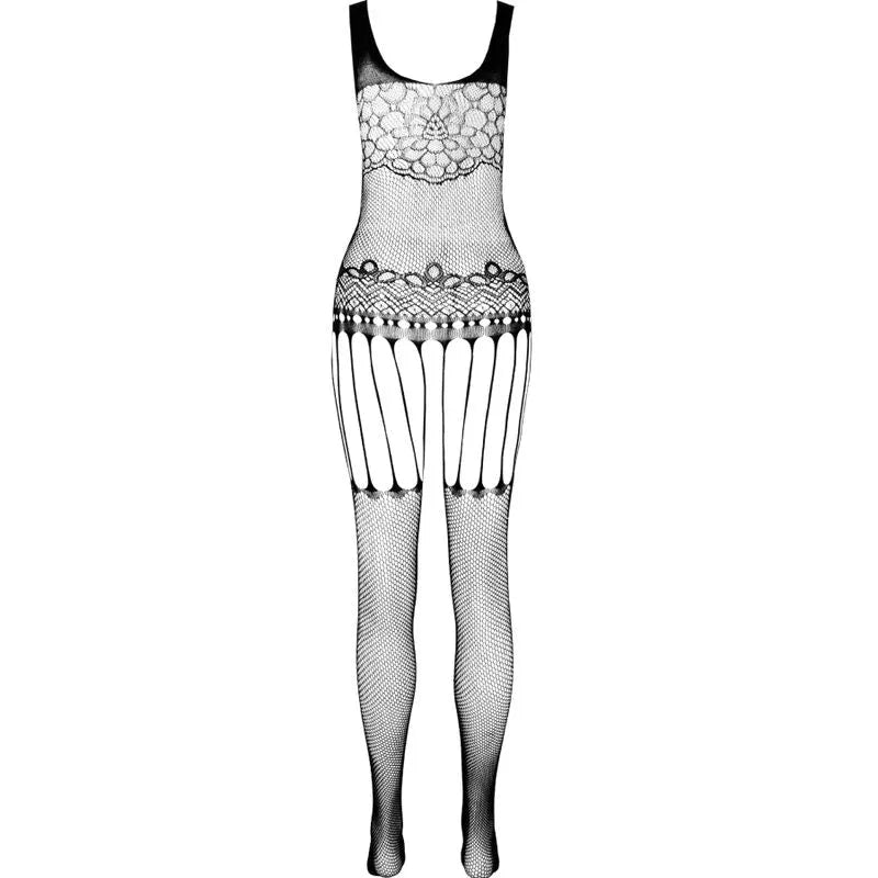 Body noir moulant en nylon régénéré, design élégant, ajustable, hypoallergénique, durable, taille unique, écologique.