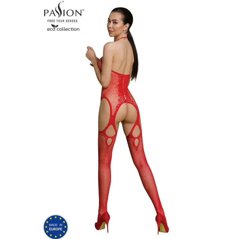 PASSION BODYSTOCKING ECO COLLECTION ROUGE BODY SEXY ÉCOLOGIQUE MATIÈRES RECYCLÉES TAILLE UNIQUE