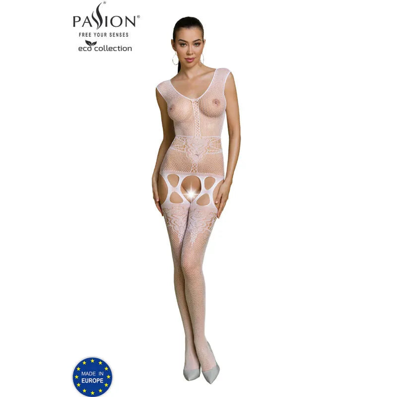 PASSION BODYSTOCKING ECO COLLECTION BLANC BODY SEXY ÉCOLOGIQUE MATIÈRES RECYCLÉES SILHOUETTE MODERNE