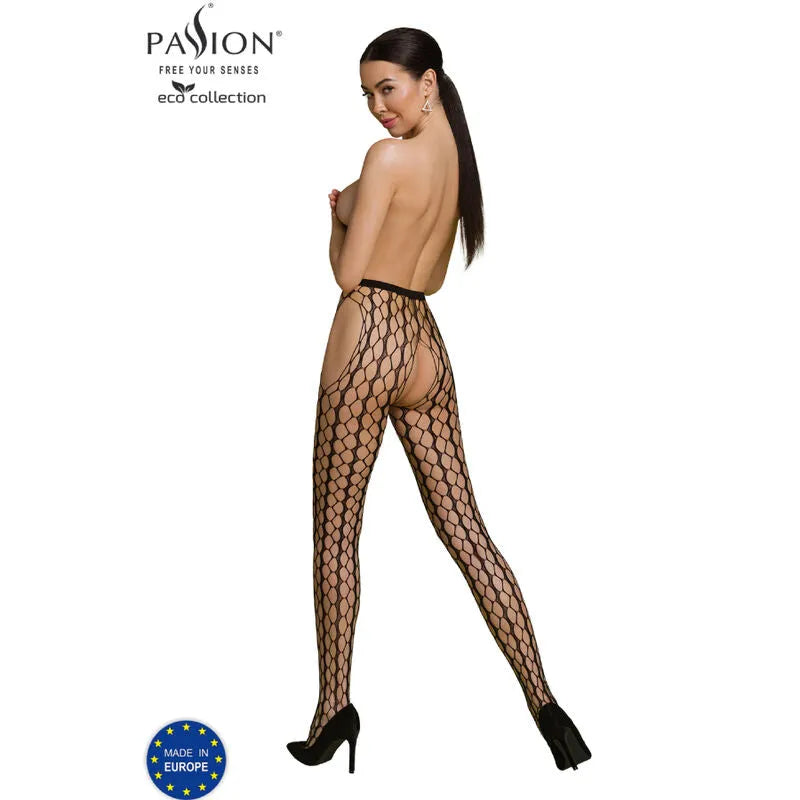 Body noir sculptant en nylon régénéré, design érotique européen, dos nu, maillage audacieux, taille unique, écologique.