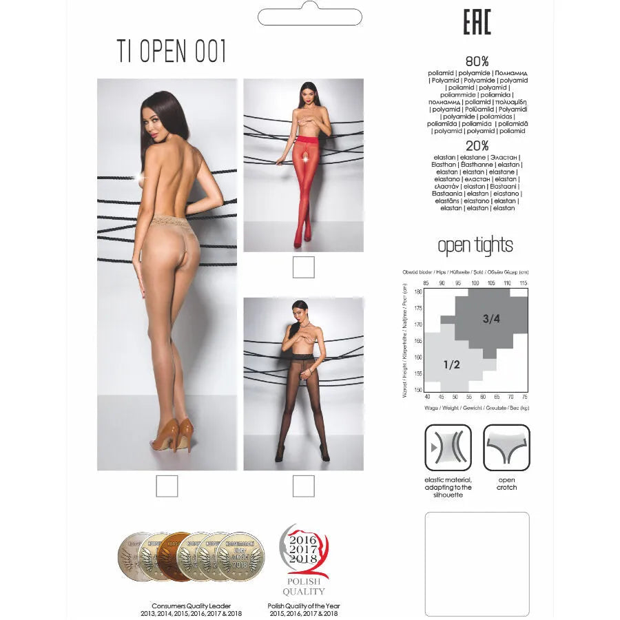 Bas rouges 20 deniers avec ouverture cuisses, élégance féminine, confort hypoallergénique, silhouette raffinée.