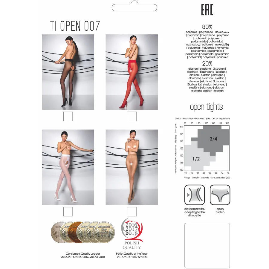Collants ouverts entrejambe noirs et rouges, élégants et modernes, femme, luxe européen, confort hypoallergénique.