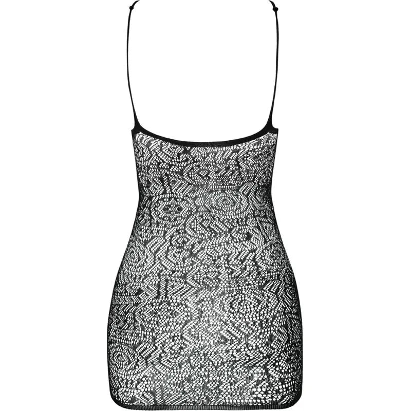 Bodystocking résille dentelle noir, ajustable, extensible, mettant en valeur la silhouette féminine avec élégance et sensu...