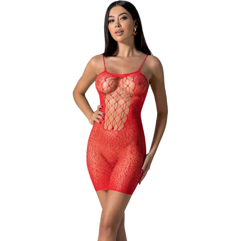 PASSION BS096 bodystocking résille sexy rouge dentelle élastique taille unique