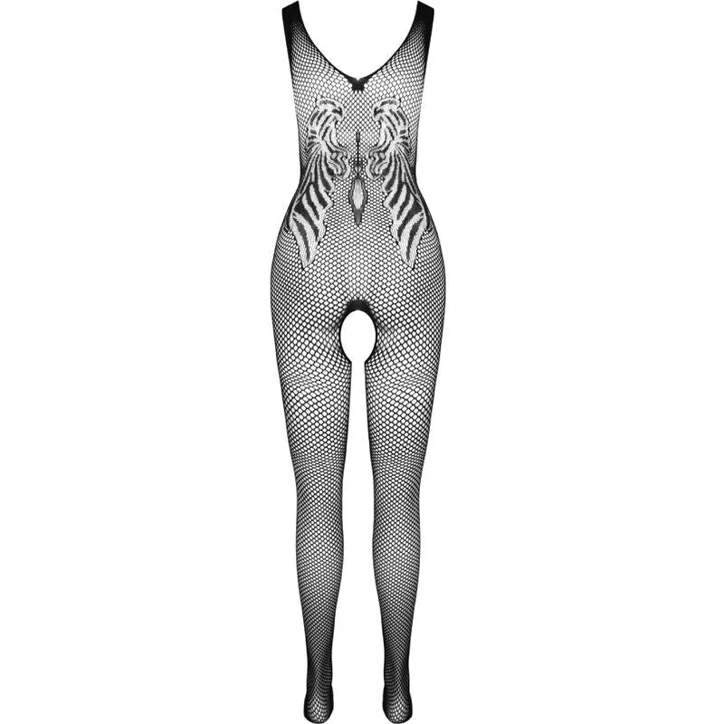 PASSION BS098 Bodystocking Noir Sexy Résille Dentelle Imprimé Haute Qualité