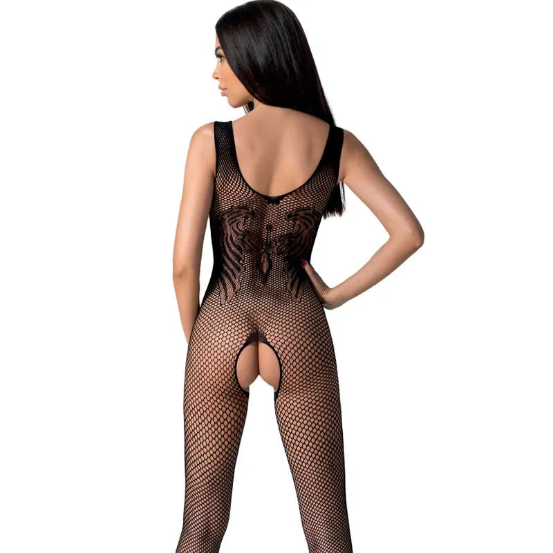 PASSION BS098 Bodystocking Noir Sexy Résille Dentelle Imprimé Haute Qualité