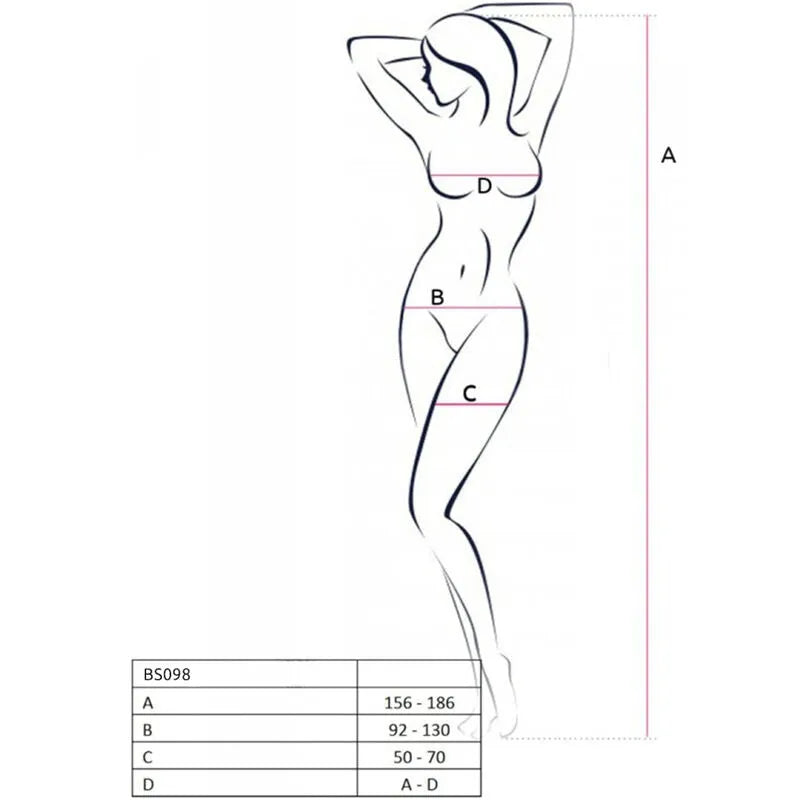PASSION bodystocking résille sexy imprimé polyamide noir rouge blanc