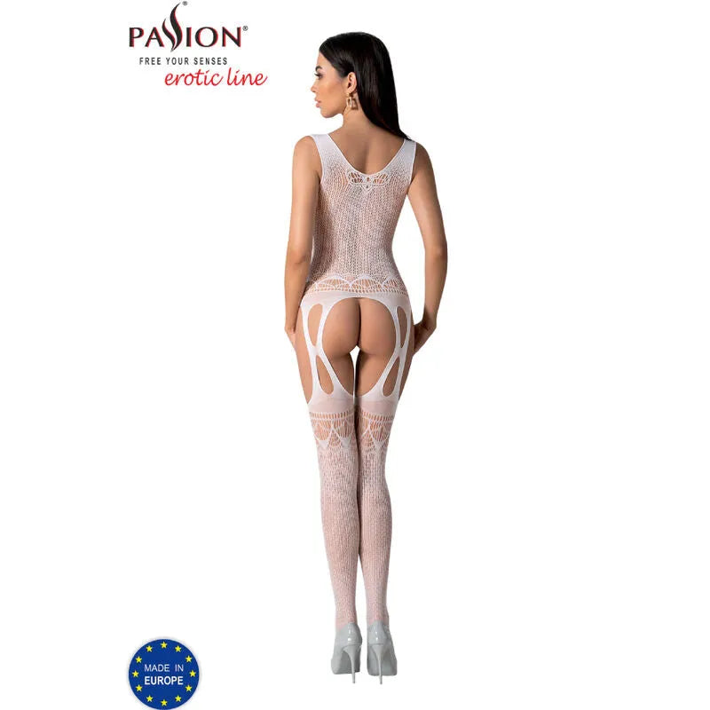 PASSION Bodystocking Blanc Sensuel Dentelle Résille Taille Unique Polyamide Élasticité