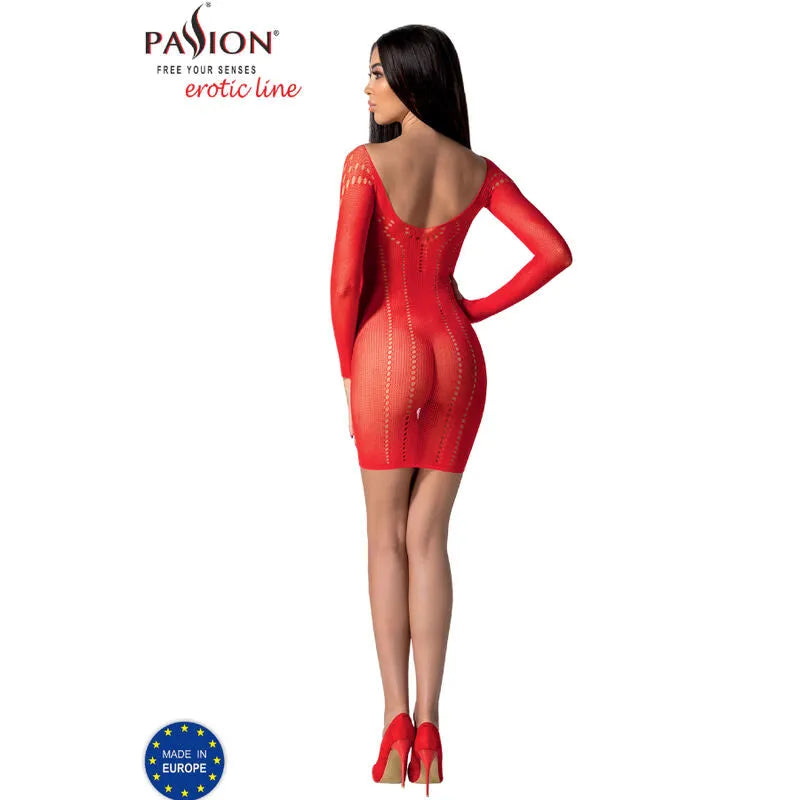 PASSION BS101 Bodystocking Rouge Dentelle Sexy Résille Taille Unique