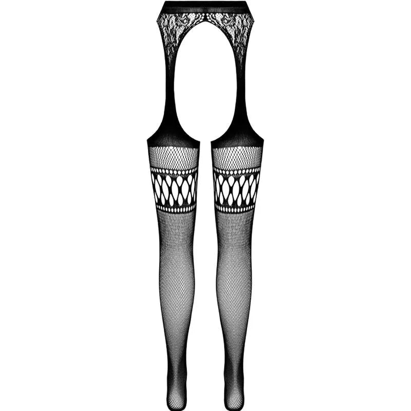 Collants noirs ouverture sexy, dentelle élégante, design séduisant et confortable, taille unique, PASSION.