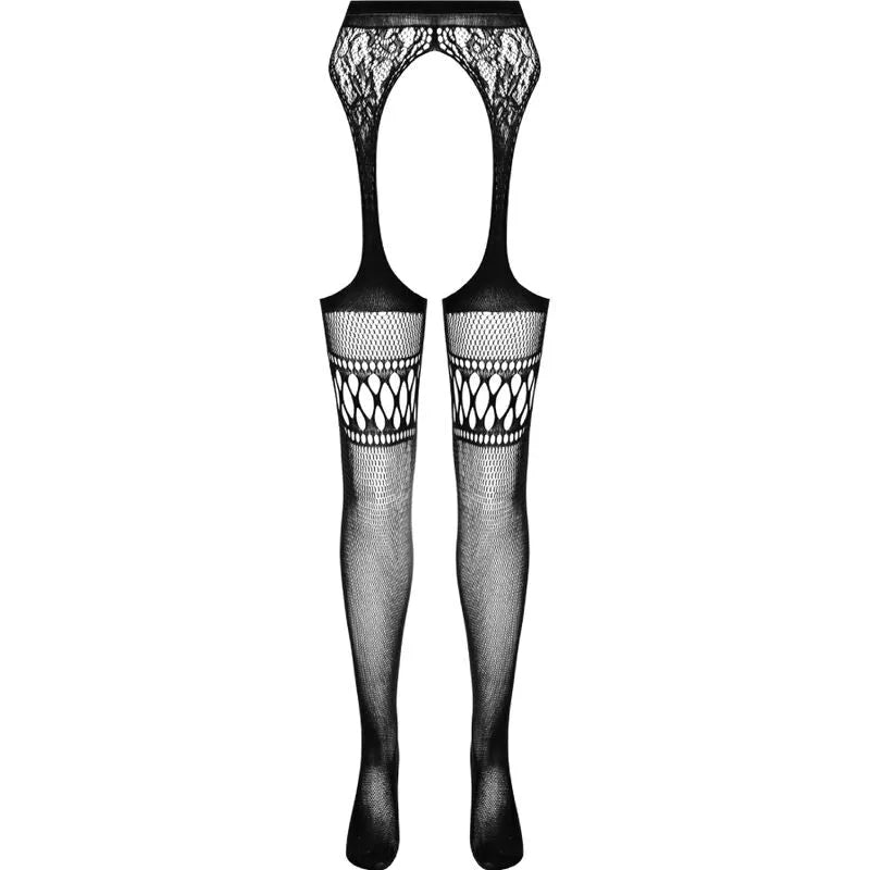Collants noirs sexy avec ouverture, dentelle élégante, design séduisant et confortable, taille unique PASSION.