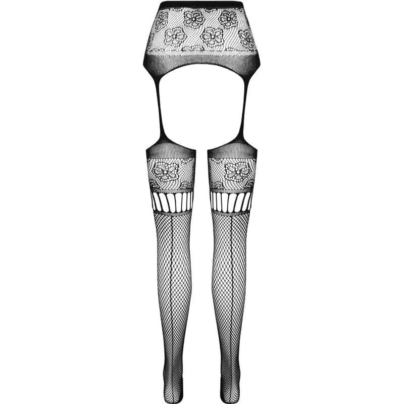 Bas ouverture noirs élégants et résistants en dentelle florale, taille unique, confortables et extensibles.