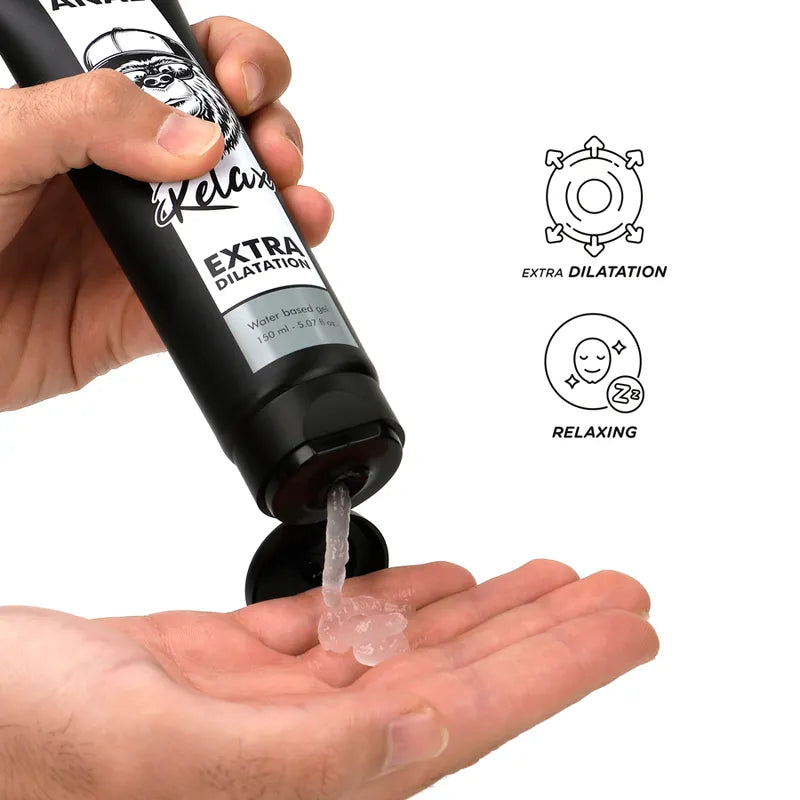 Gel lubrifiant anal Black Hole 150 ml, tube noir moderne, gel transparent, dilatation confortable, compatible sextoys.