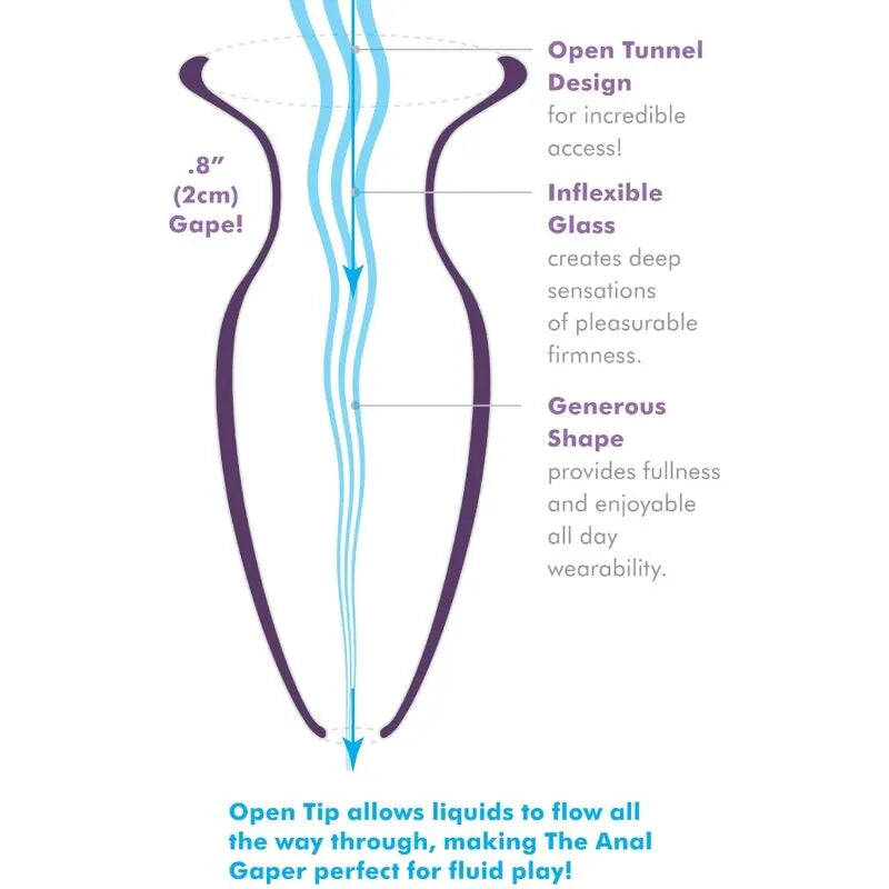 Dilatateur anal en verre transparent, forme conique, base large, surface lisse, idéal pour stimulation prostatique.