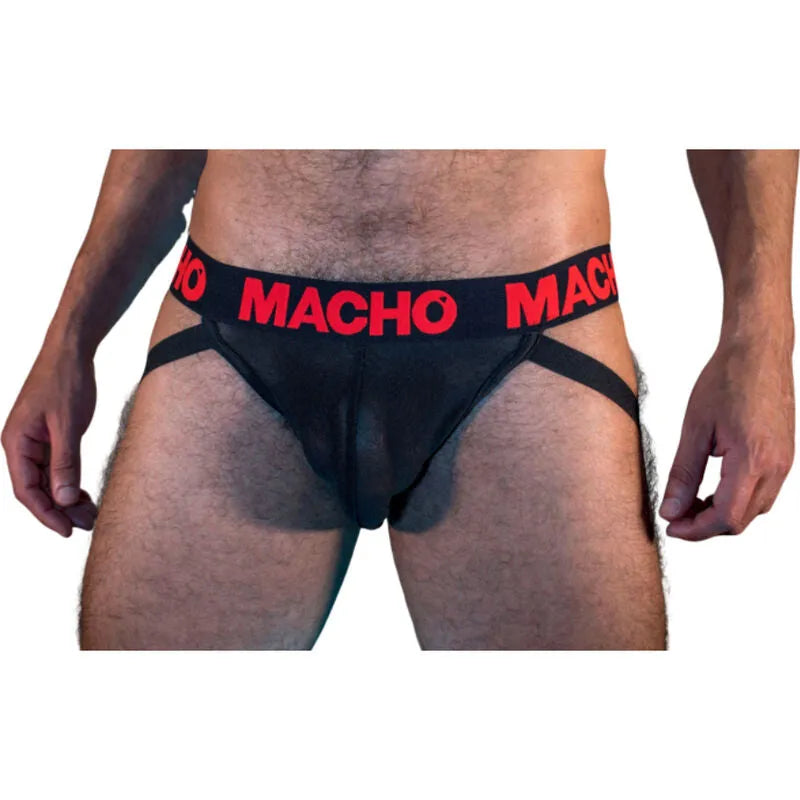jockstrap semi transparent élastique noir rouge maintien sensualité style audacieux confort soutien anatomique ajustable séduction provocant silhouette respirant