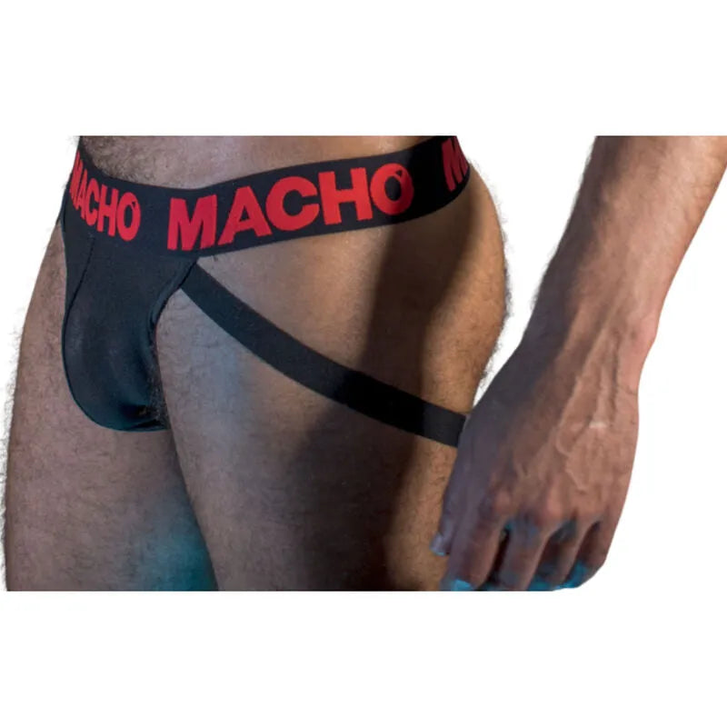 jockstrap semi transparent élastique noir rouge maintien sensualité style audacieux confort soutien anatomique ajustable séduction provocant silhouette respirant