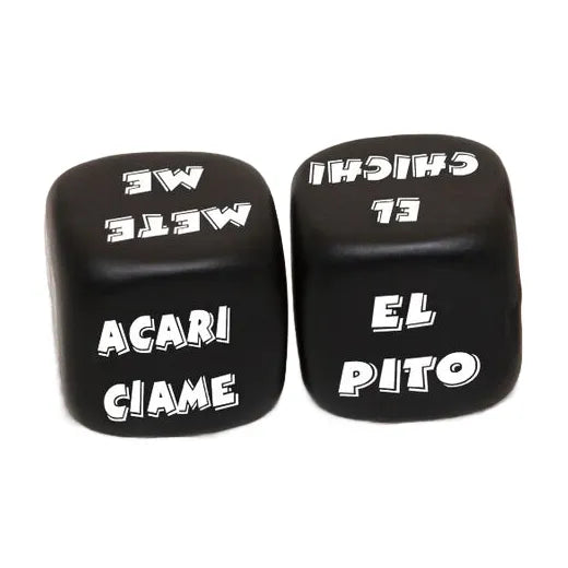 Dés noirs érotiques 25mm, 36 combinaisons, finition élégante, avec sac en soie transparent pour soirées adultes.