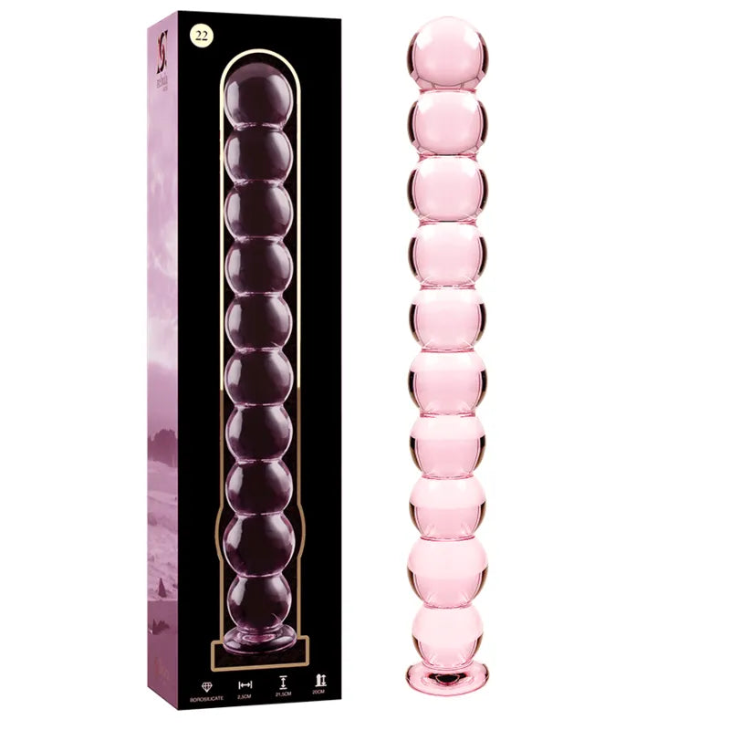 Plug anal verre borosilicate rose design texturé 22 cm sextoy luxe Ibiza Nebula Series