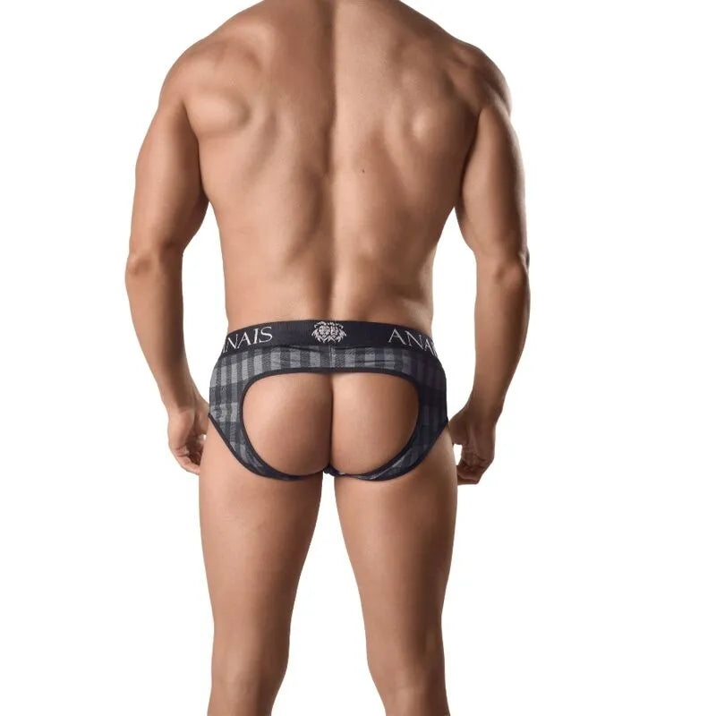 Bikini homme carreaux gris dos ouvert, coupe audacieuse, style sexy et confortable, polyamide élasthanne, fabrication euro...