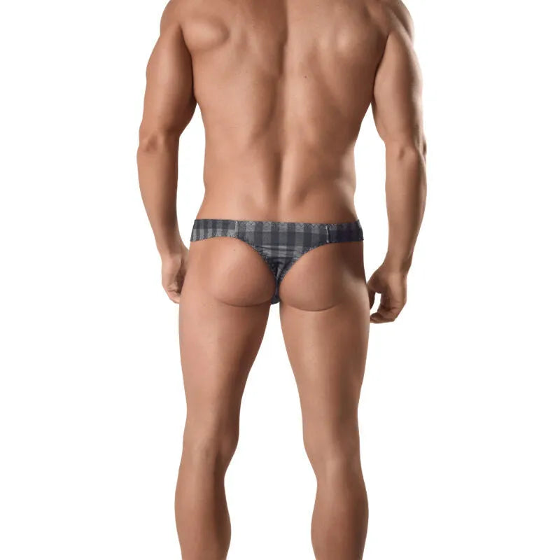String homme à carreaux gris, ajustement parfait, confort supérieur, fabriqué en Europe, design élégant et audacieux.