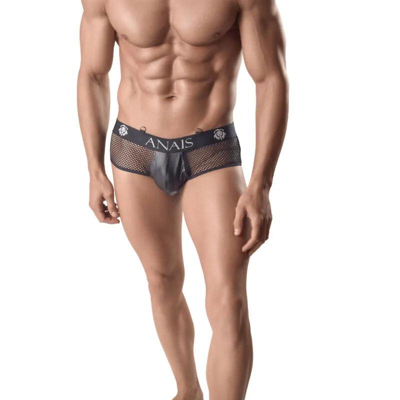 ARES JOCK BIKINI CUIR NOIR DOS EXPOSE HOMME SEXY POLYAMIDE 3XL