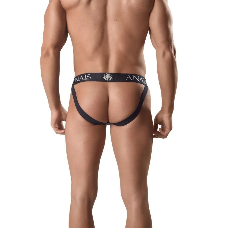 Jock strap noir Anais Men Ares, arrière exposé, coupe audacieuse, haute qualité, silhouette mise en valeur.