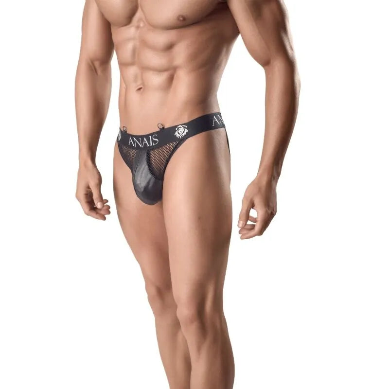 ARES suspensoir maille noire fesses exposées hommes gays polyamide élastique respirant léger maintien coupe audacieuse taille 2XL