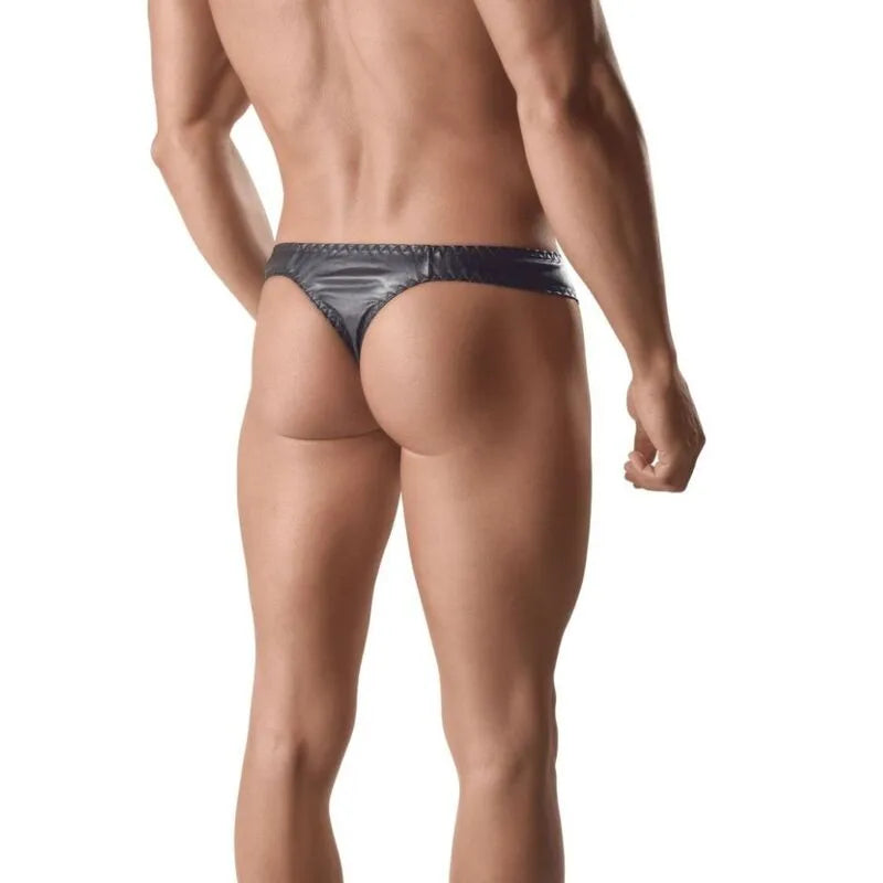 String noir homme Anais Ares, ajusté, sexy, en polyamide élastique, confort et élégance, vue arrière, qualité européenne.