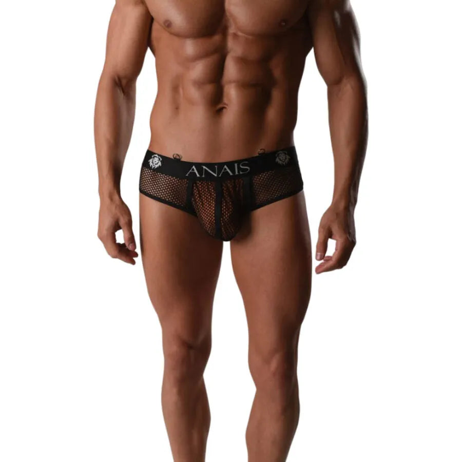 String homme noir en maille Anais ARES, ajustement parfait, design séduisant, idéal pour confort et style.