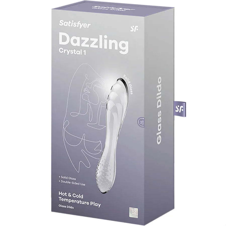 Jouet intime en verre Satisfyer cristal transparent stimulation thermique sextoy double usage point G stimulation clitoridienne hypoallergénique