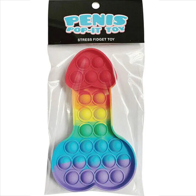 jouet antistress silicone pénis multicolore relaxant tactile bulles portable compact amusant original cadeau adulte mains douceur durable coloré concentration