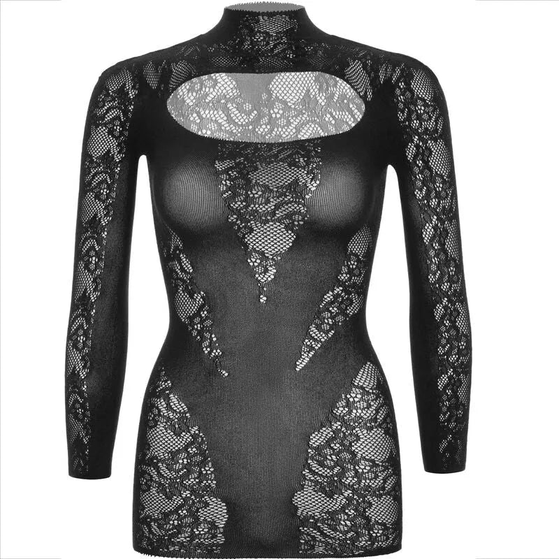mini robe dentelle noire manches longues élégante soirée femme sophistiquée sensuelle ajustée raffinée silhouette flatteuse chic glamour