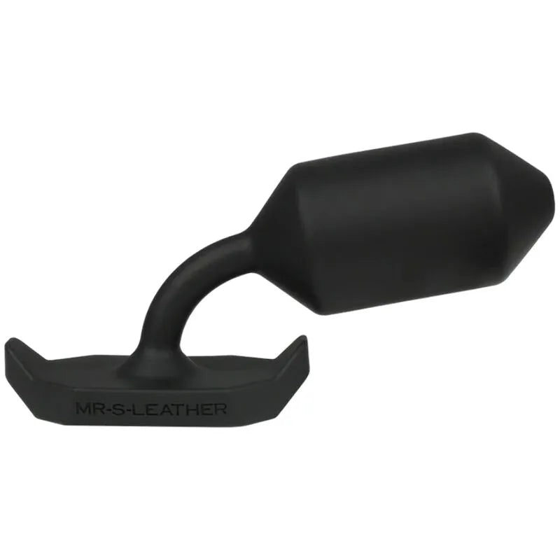 Plug anal noir en silicone conducteur, design ergonomique Mr S Leather, électrostimulation, base large pour confort optimal.