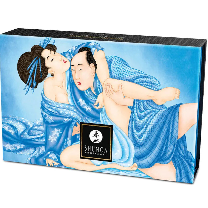 Shunga - Kit Poudre Massage Comestible Noix Coco Design Artisanal Plumeau Caresses Sensuelles Intime