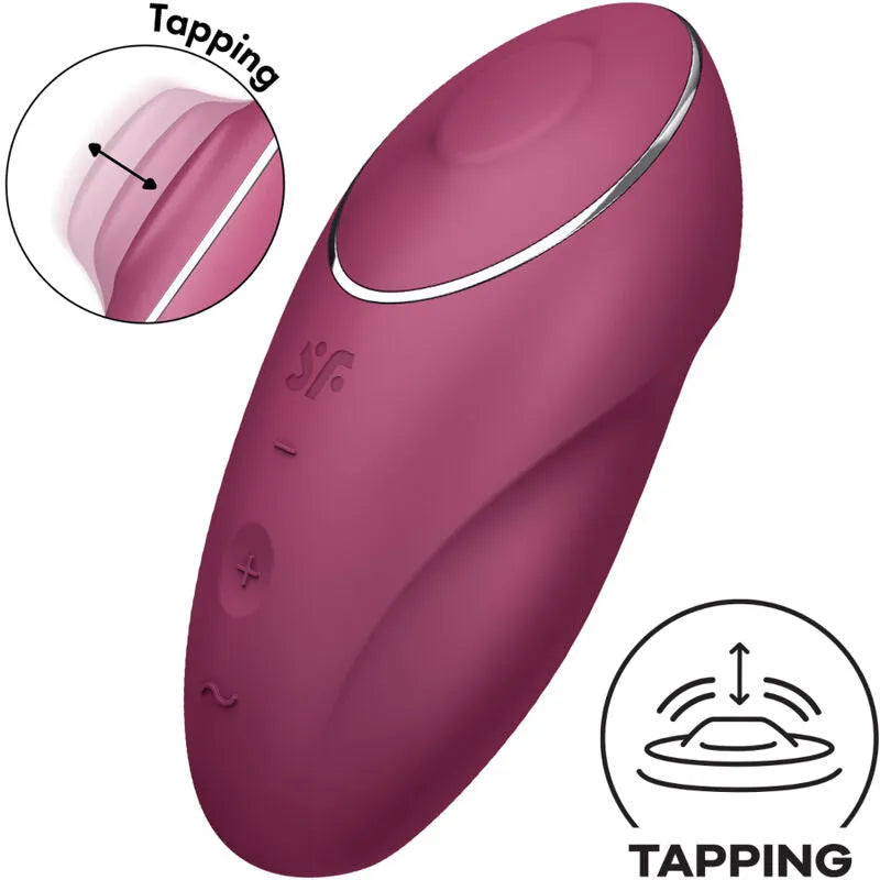 Vibromasseur Satisfyer Tap & Climax 1 Rouge stimulation clitoridienne tapping multi-vitesses silicone hypoallergénique rechargeable discrétion