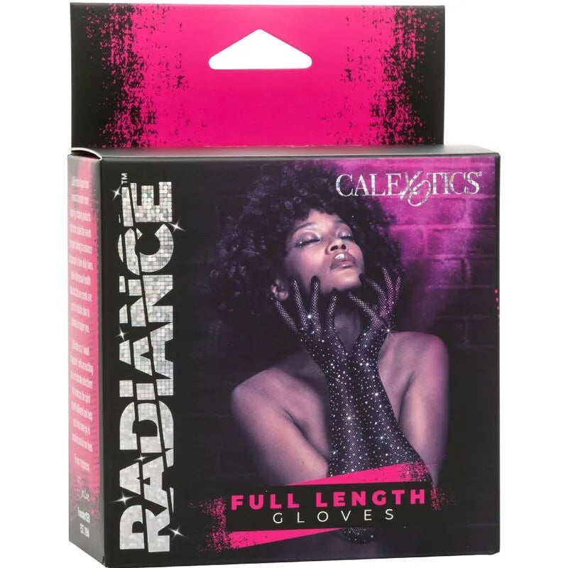 Gants longs noirs strassés en maille extensible, glamour et confortables, parfaits pour festivals et soirées élégantes.