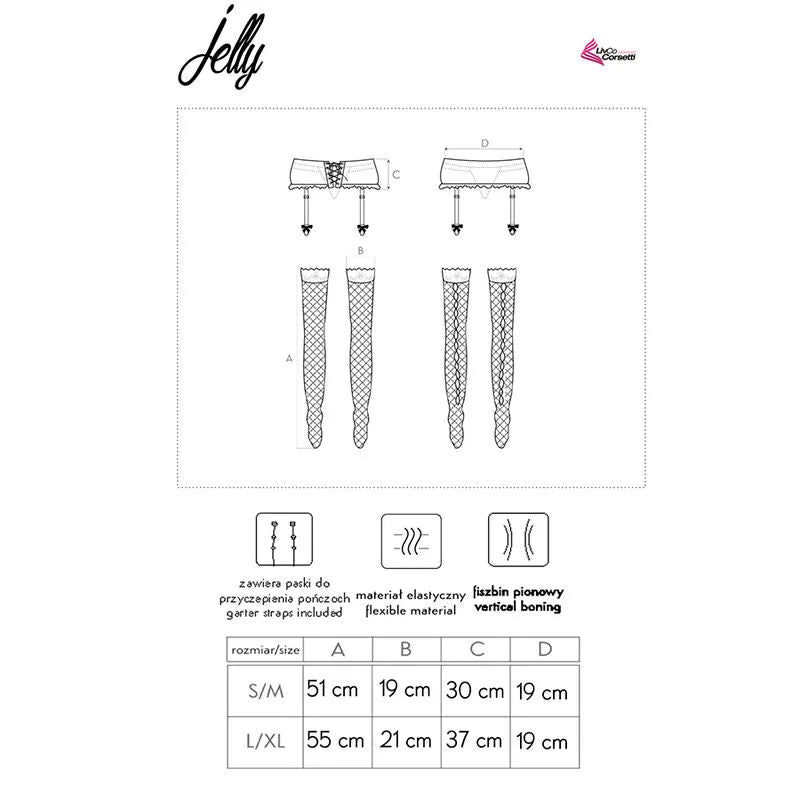 Porte-jarretelles dentelle noir élégant ajustable Livco Corsetti Fashion