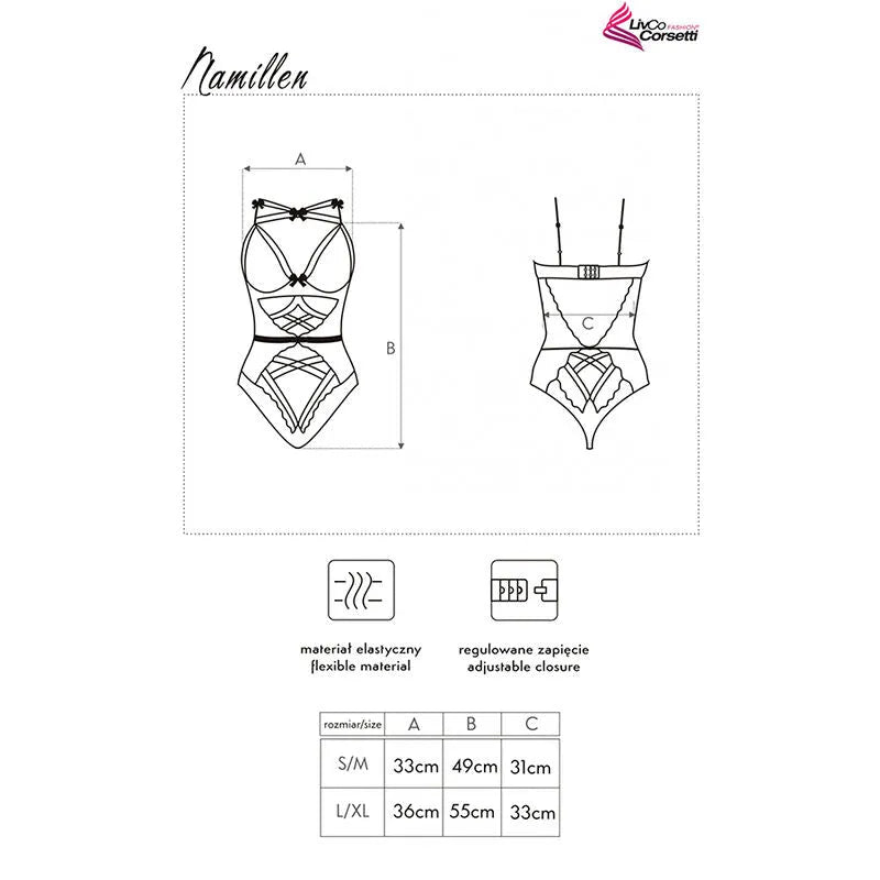 Body noir en dentelle Livco Corsetti, élégant et sensuel, avec détails raffinés, parfait pour soirée romantique.
