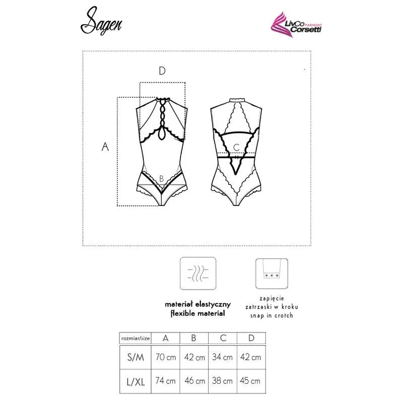 Body dentelle noire transparent Livco Corsetti Sagen, design élégant, détails raffinés, sex-appeal féminin.