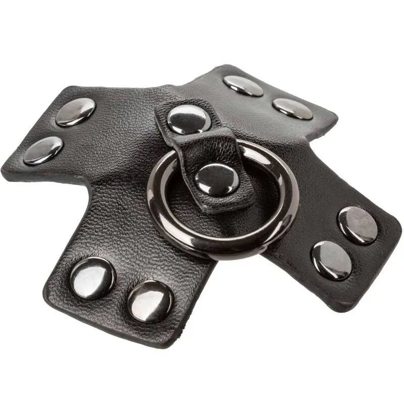Cache-tétons noir sophistiqué avec rivets métalliques et joint torique, design élégant de la collection Euphoria.