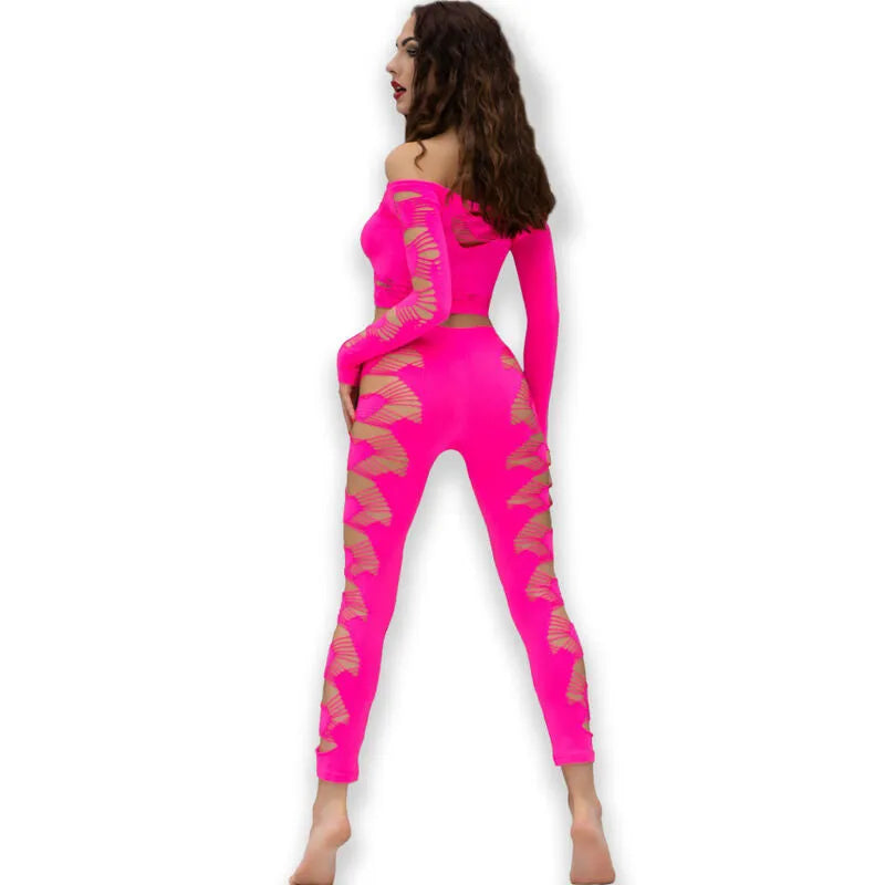 Ensemble sans couture fuchsia moderne, haut et legging Chilirose, design extensible, seconde peau, silhouette élégante.