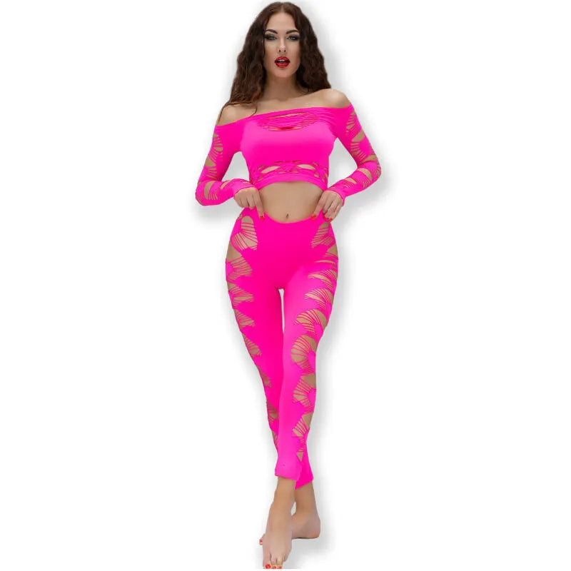ensemble sans couture confort style moderne haut legging Chilirose fuchsia extensible nylon elasthanne seconde peau silhouette