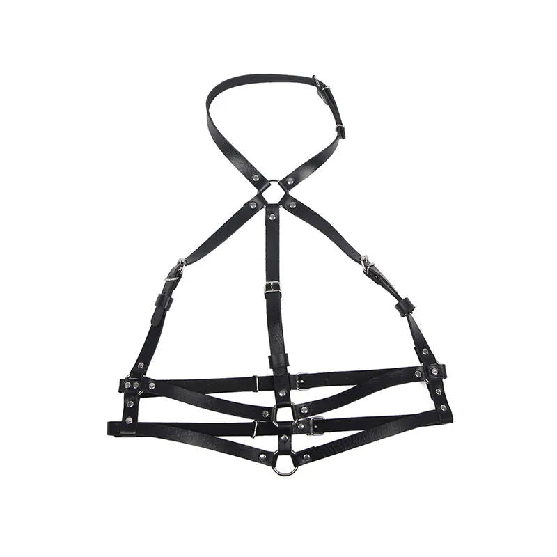 Harnais poitrine en cuir noir Subblime, design ajustable, boucle sophistiquée, style élégant et sensuel pour soirées glamour.