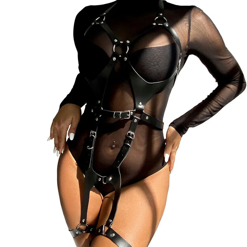 harnais cuir noir sexy luxe Subblime intégral boucles raffinées ajustable taille unique confort qualité authentique séduisante élégance soirée romantique