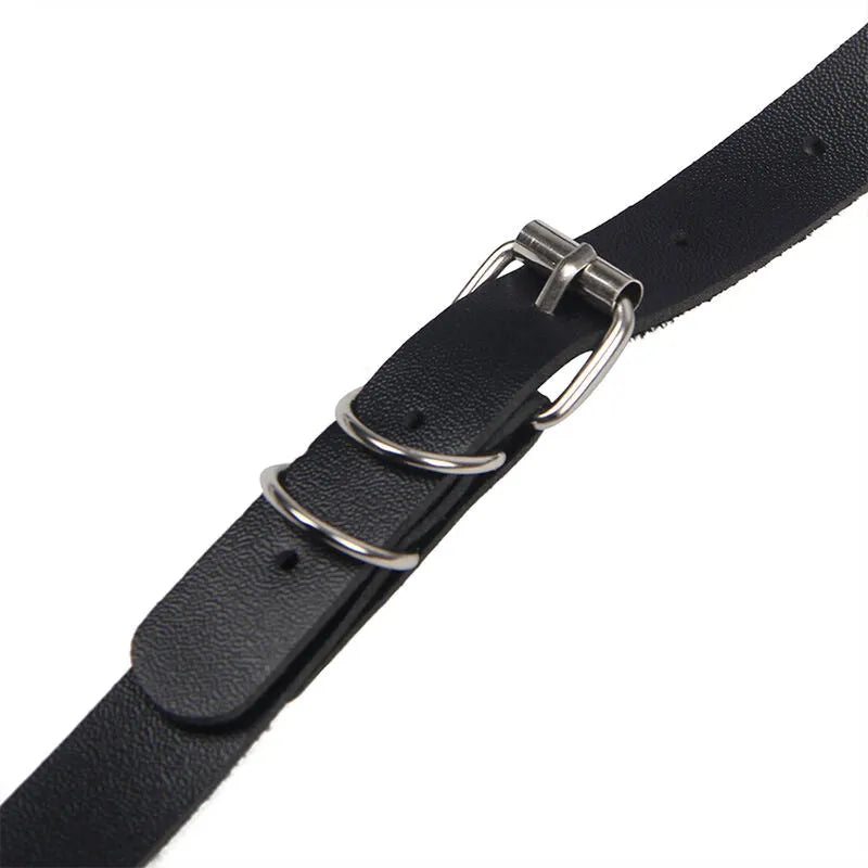 Harnais cuir noir Subblime, boucles métalliques raffinées, ajustable, élégance et confort pour soirées romantiques.