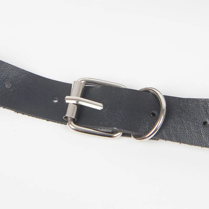 Harnais jarretières cuir noir Subblime, anneaux métalliques, boucle réglable, luxe raffiné, séduction femme.