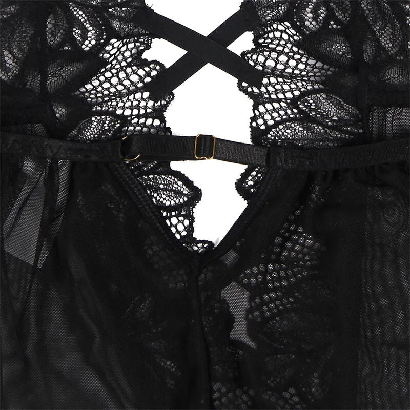 teddy dos nu dentelle noire confortable sensuelle séduisante sophistiquée élégante extensible durable ajustement flatteur féminine jupe tulle mystérieuse romantique soirée