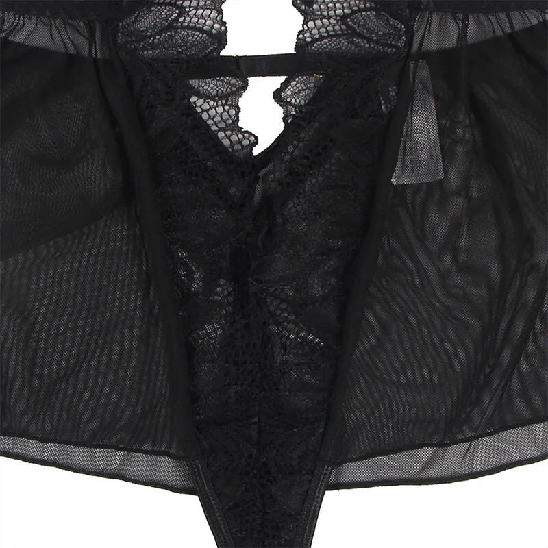 teddy dos nu dentelle noire confortable sensuelle séduisante sophistiquée élégante extensible durable ajustement flatteur féminine jupe tulle mystérieuse romantique soirée